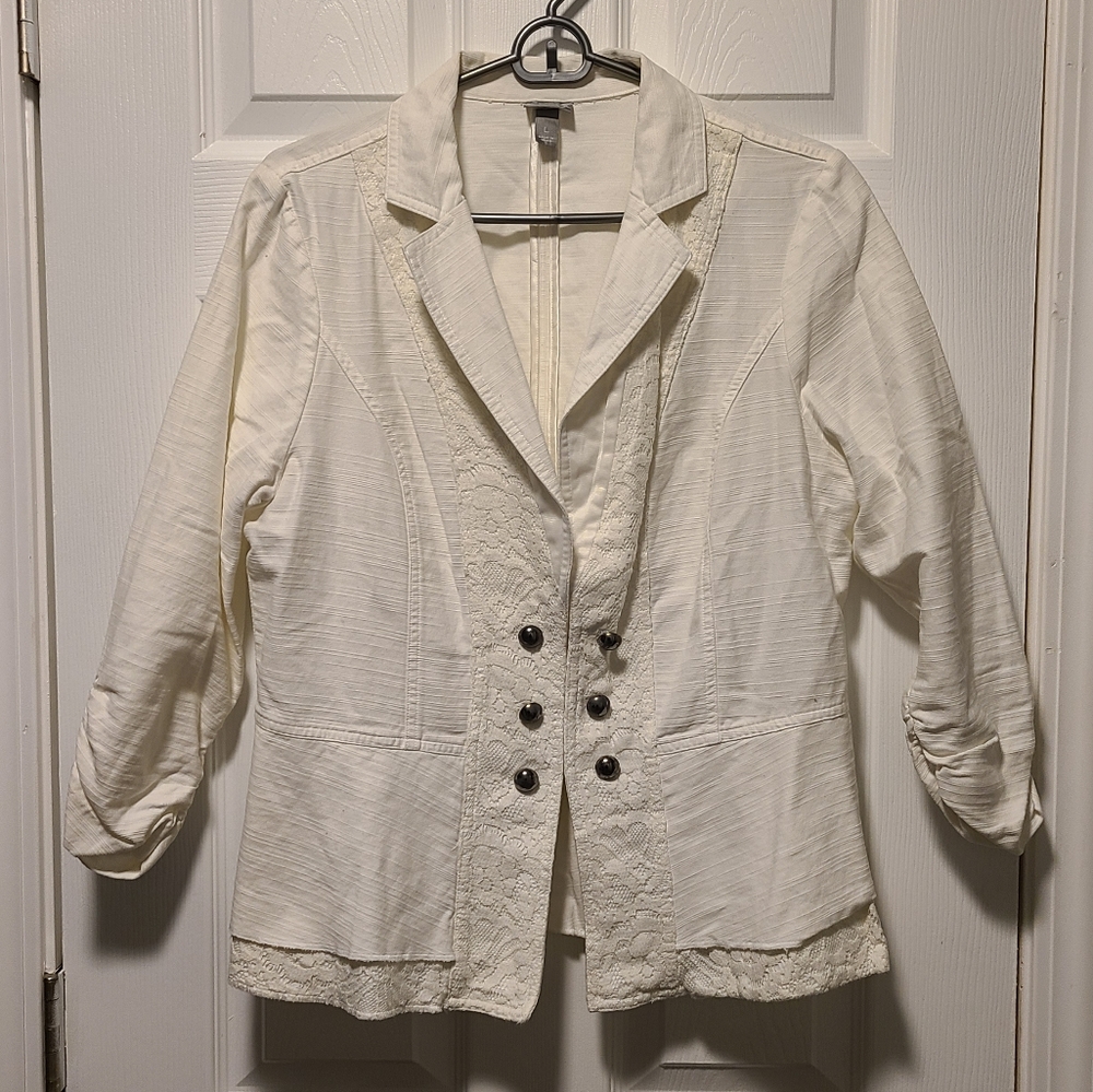 VANITY LACE TRIM JACKET, SIZE L